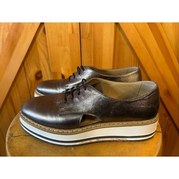 Summit by White Mountain Leather Platform Oxford Brody Metallic EU 37US 6.5-7 - Picture 3 of 10